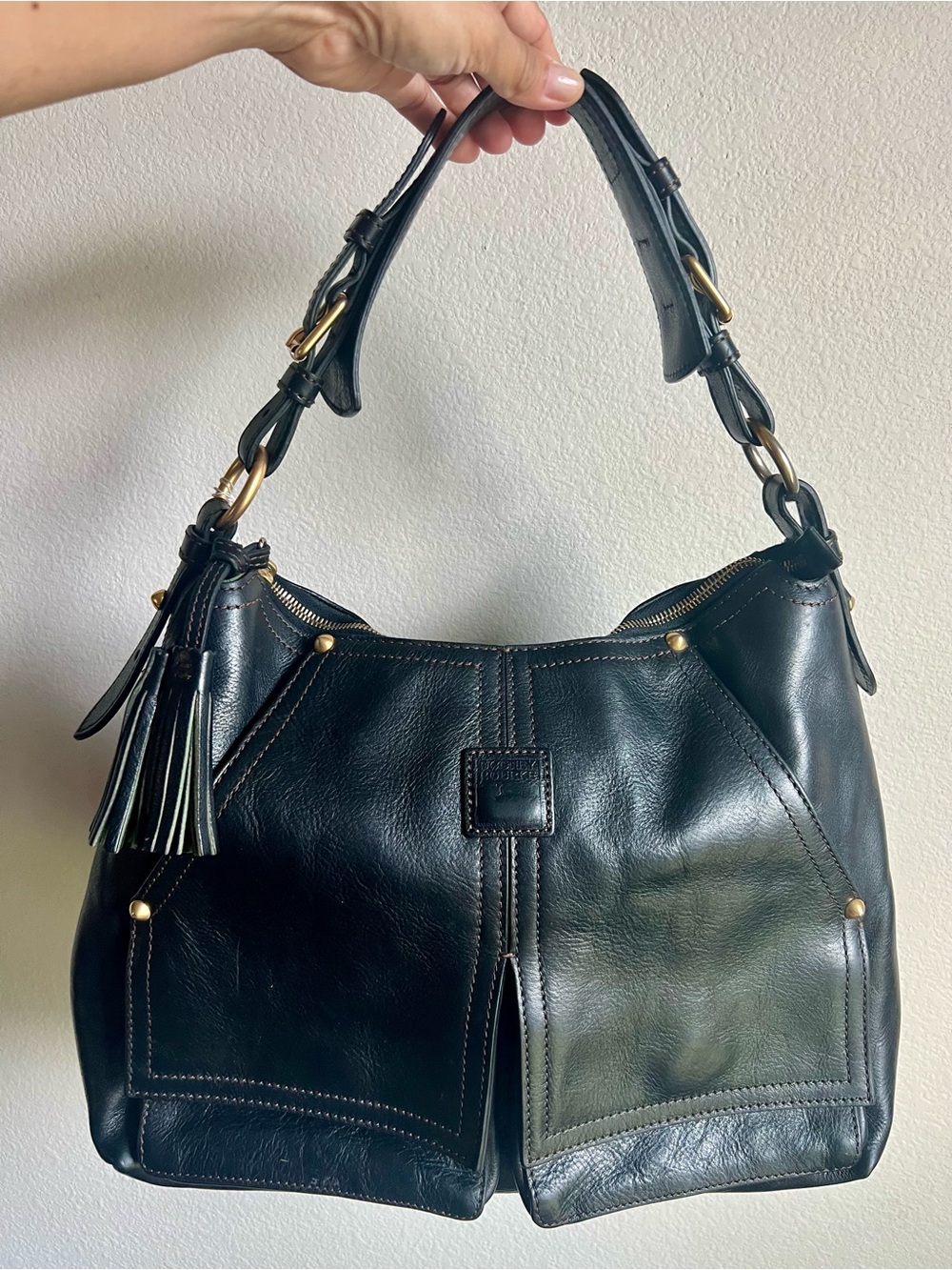 Dooney & Bourke Black Florentine Kingston Leather Hobo Bag